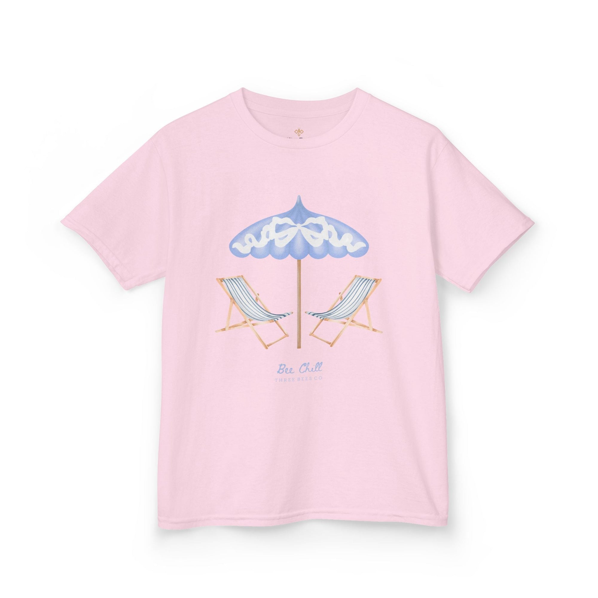 Be Chill Girls Beach Chairs and Umbrella Short Sleeve Youth Hive Tee
