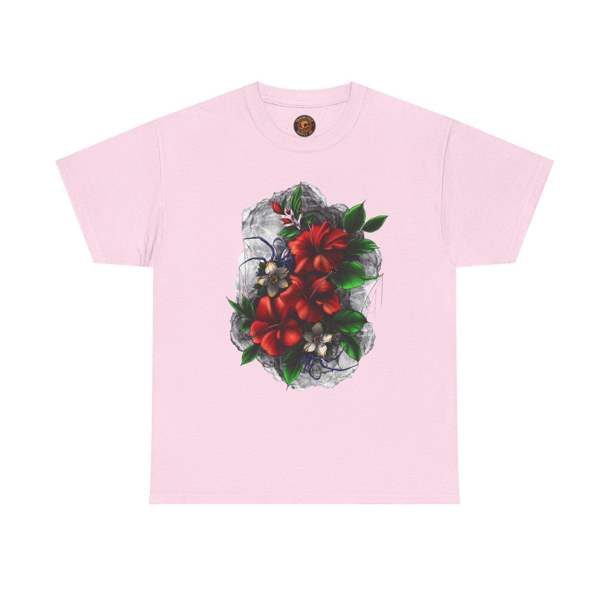 Crimson Bloom Tattoo T-Shirt – Lara Davenport x Trash Cult Supply Co. Collab (Gildan 5000)