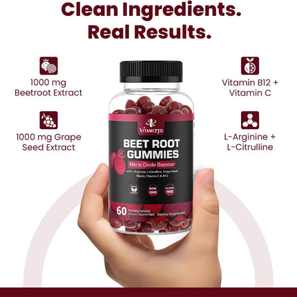 VITAMIZED Beetroot Gummies 1000mg - Nitric Oxide Supplement