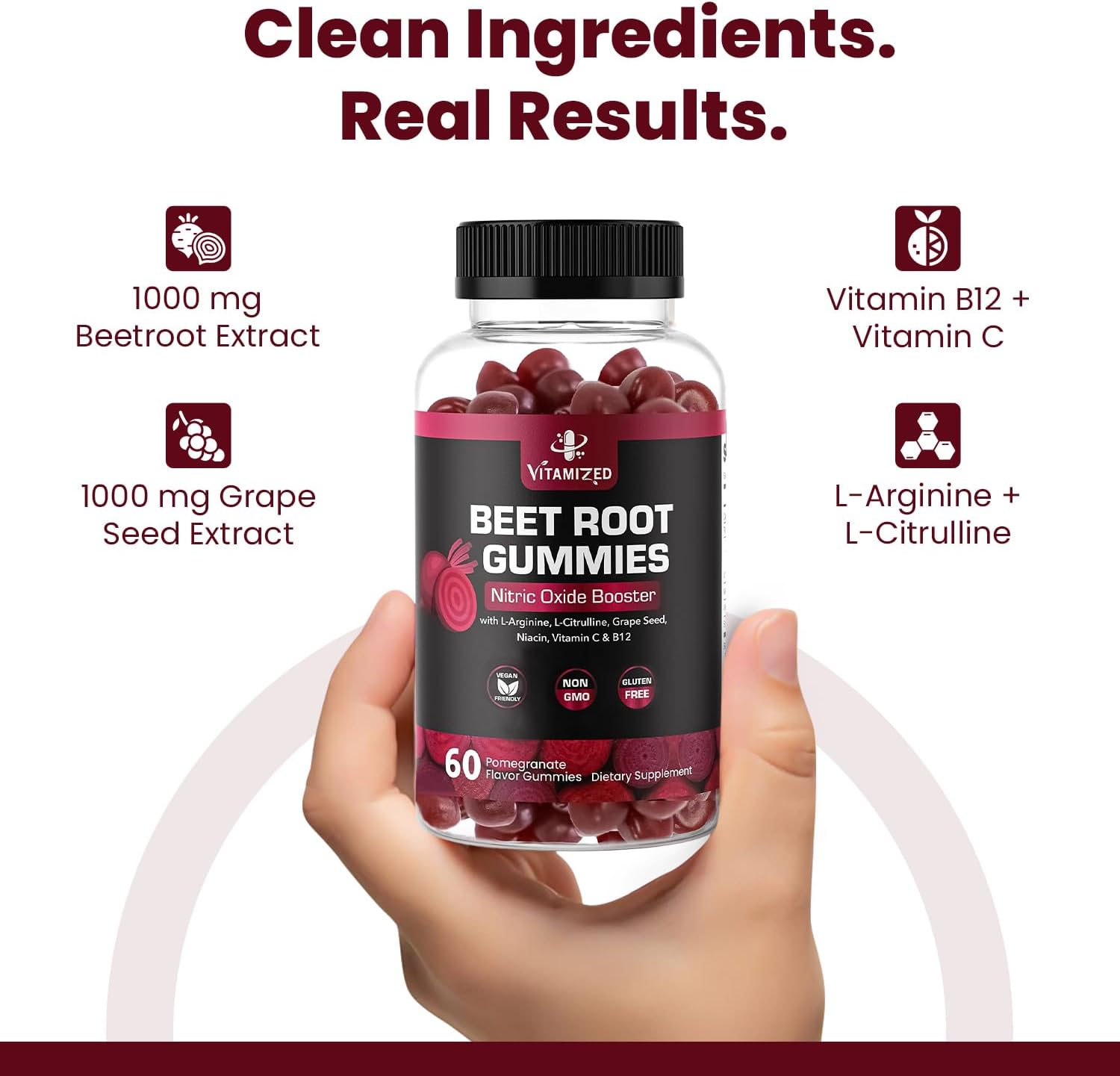 VITAMIZED Beetroot Gummies 1000mg - Nitric Oxide Supplement