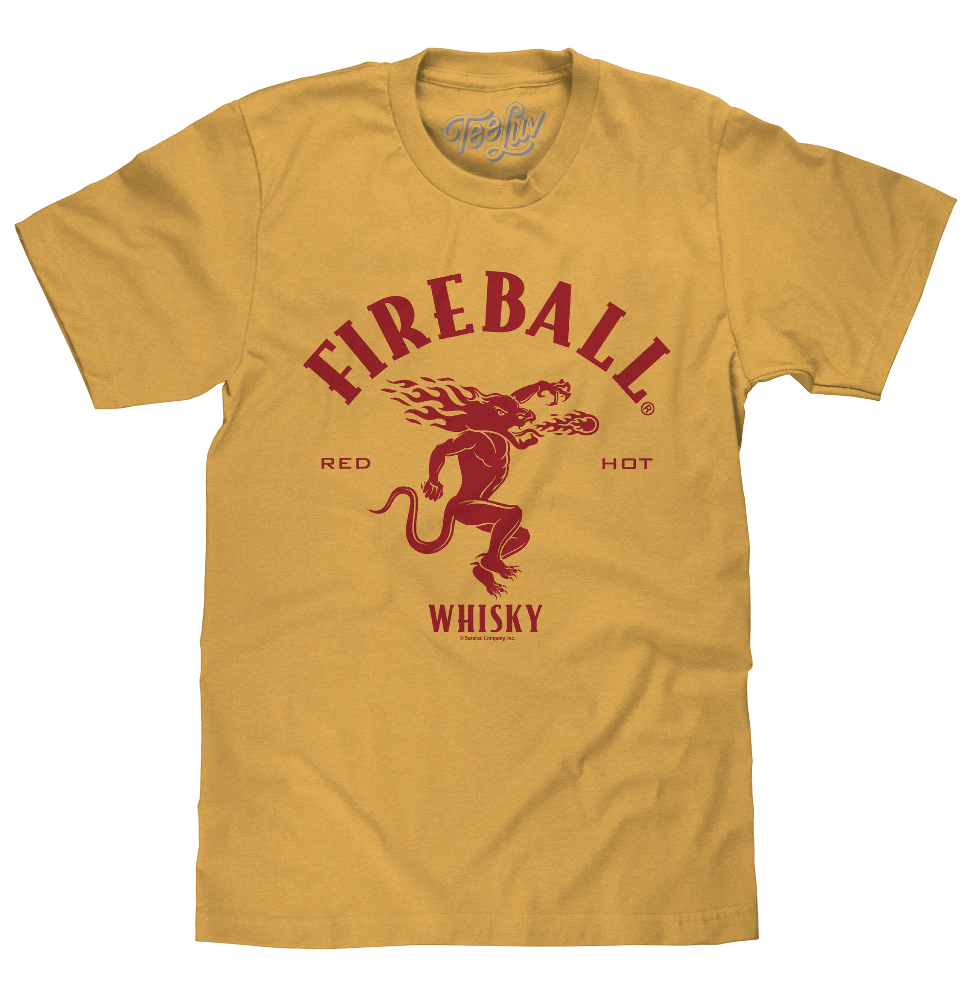 Fireball Whisky Red Hot Dragon Logo T-Shirt - Mustard Yellow