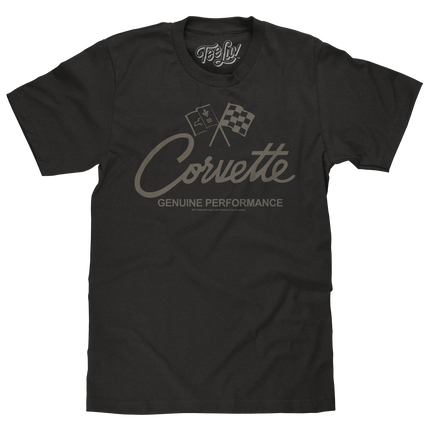 Chevy Corvette Genuine Performance Crossed Flags T-Shirt - Black