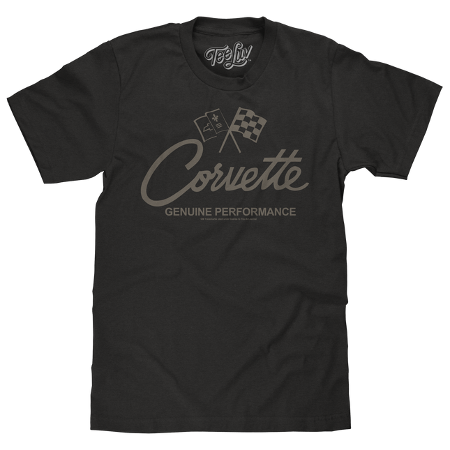Chevy Corvette Genuine Performance Crossed Flags T-Shirt - Black