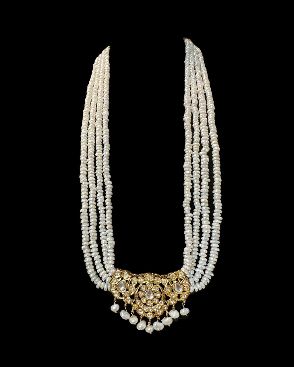 DLN1131 Moissanite Polki  Rani haar with pearls ( READY TO SHIP )