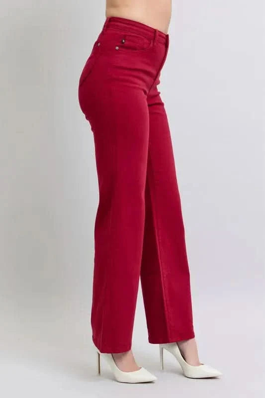 Judy Blue Full Size High Waist Heart Shaped Back Pockets 90's Straight Jeans