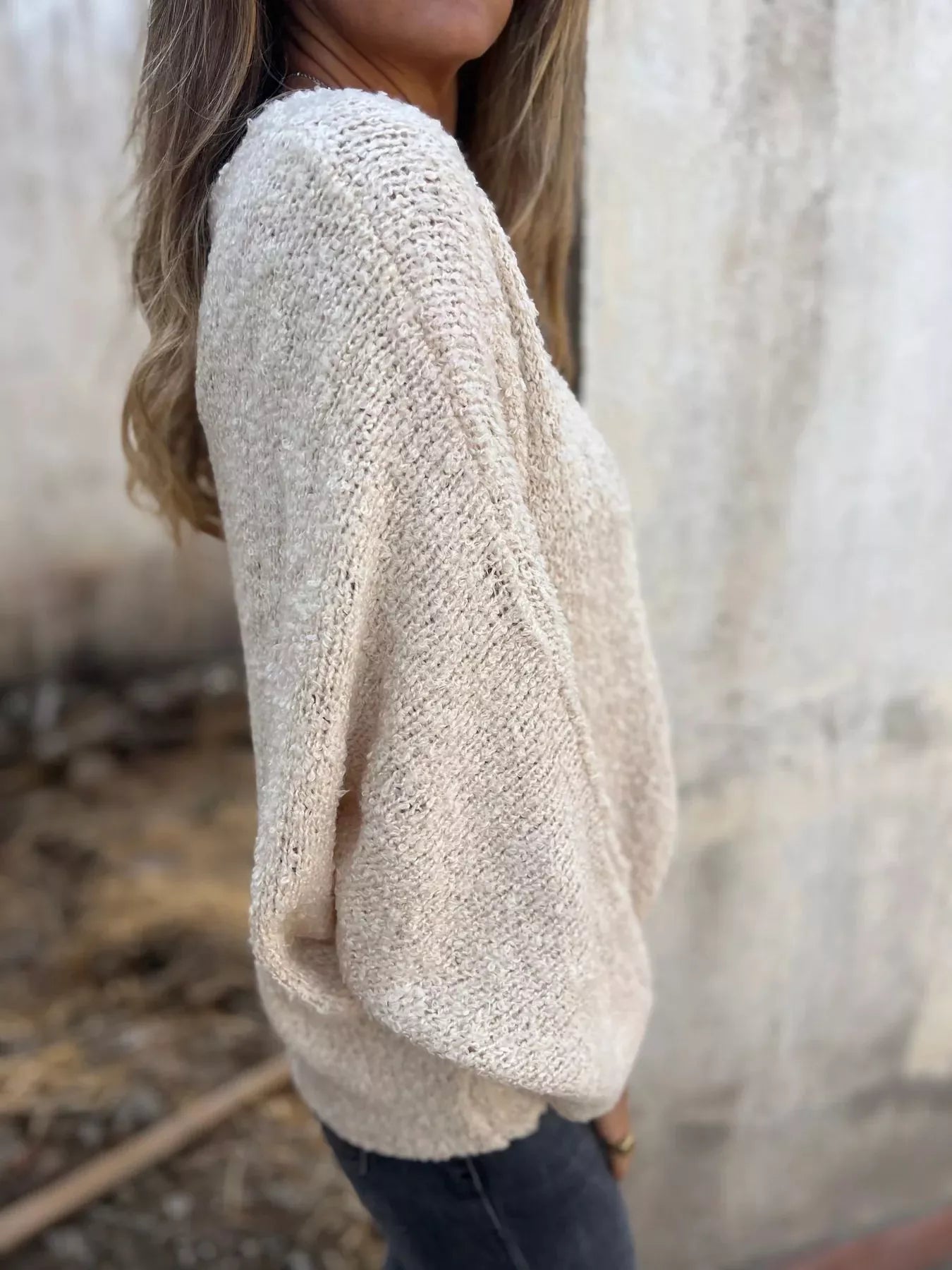 Full Size V-Neck Long Sleeve Sweater Plus Size