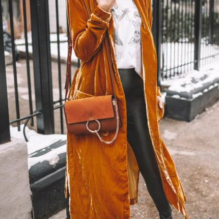 Open Front Long Sleeve Longline Cardigan