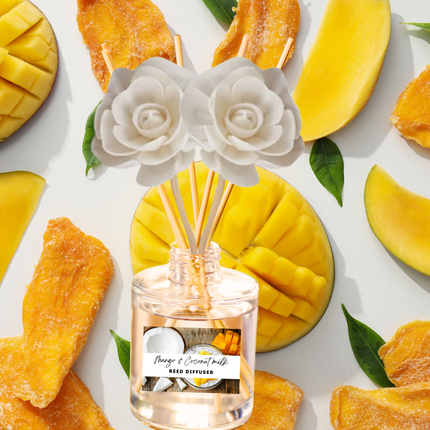 Exotic & Escape Reed Diffuser Collection – Tropical Scents with Mango, Pineapple, Hibiscus & Coconut