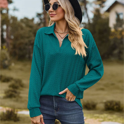 Hannah's Collared Cable-Knit Blouse