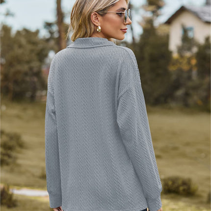Hannah's Collared Cable-Knit Blouse