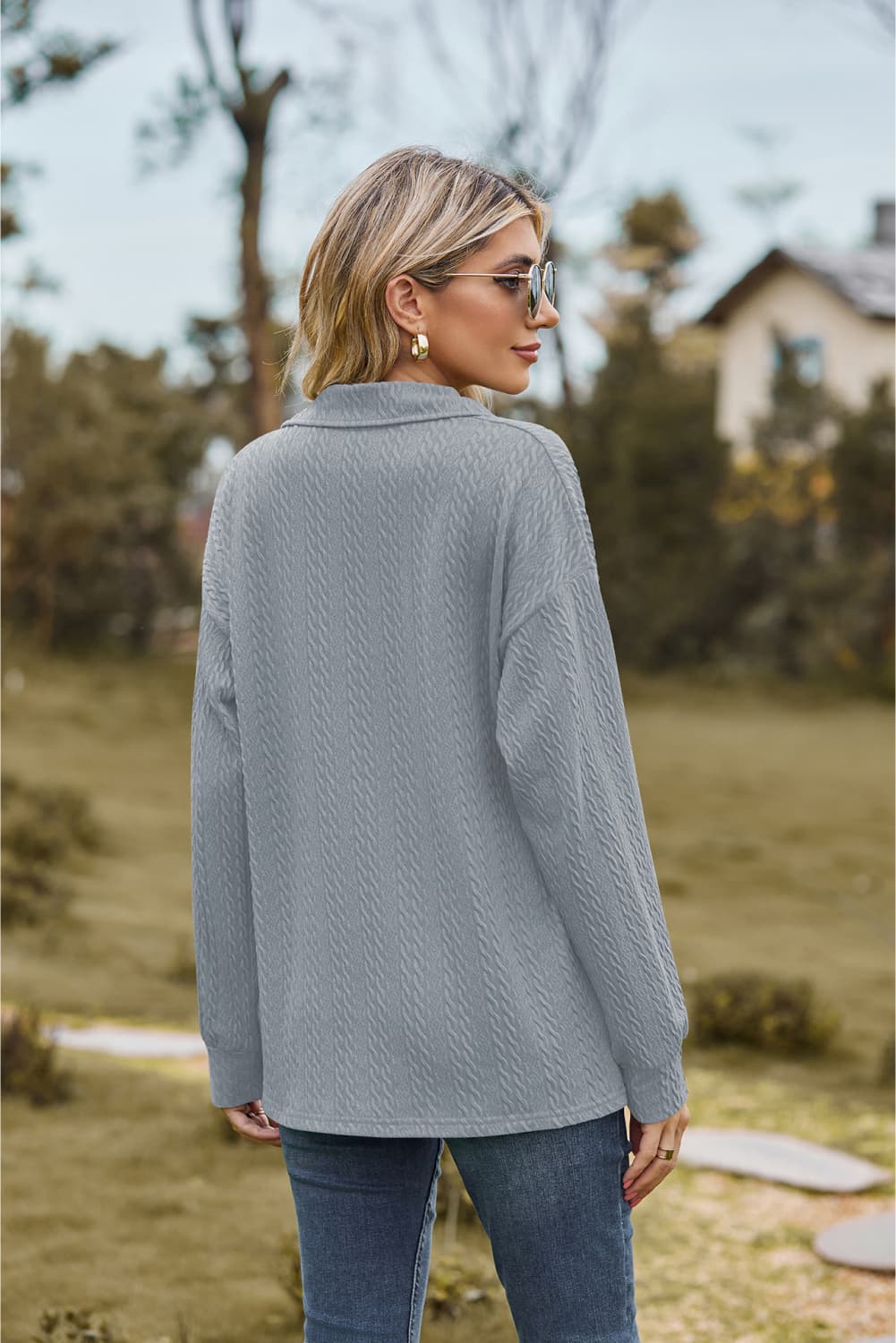 Hannah's Collared Cable-Knit Blouse