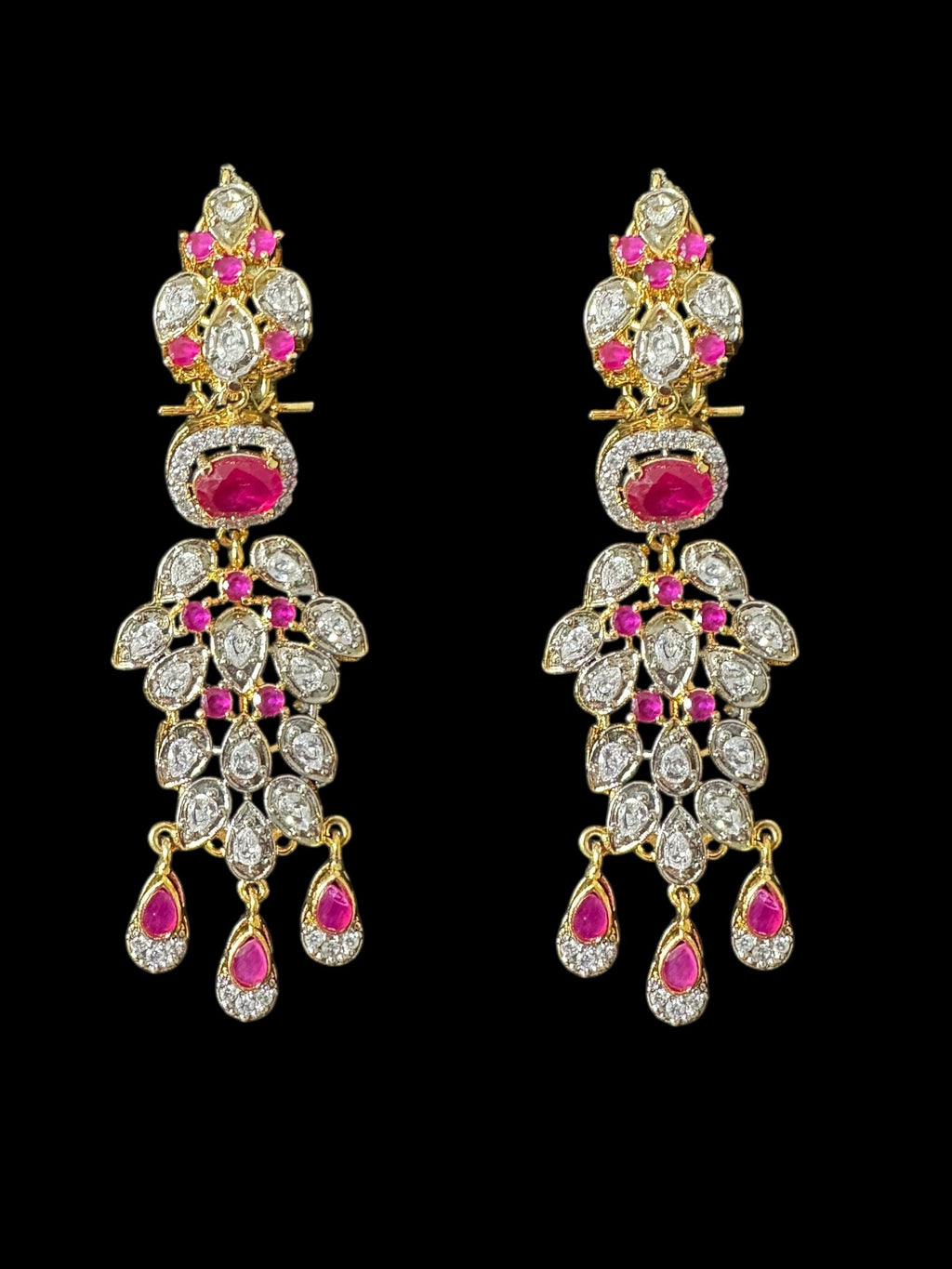 DNS201 high quality necklace set with zircon and ruby cz stone ( READY TO SHIP )