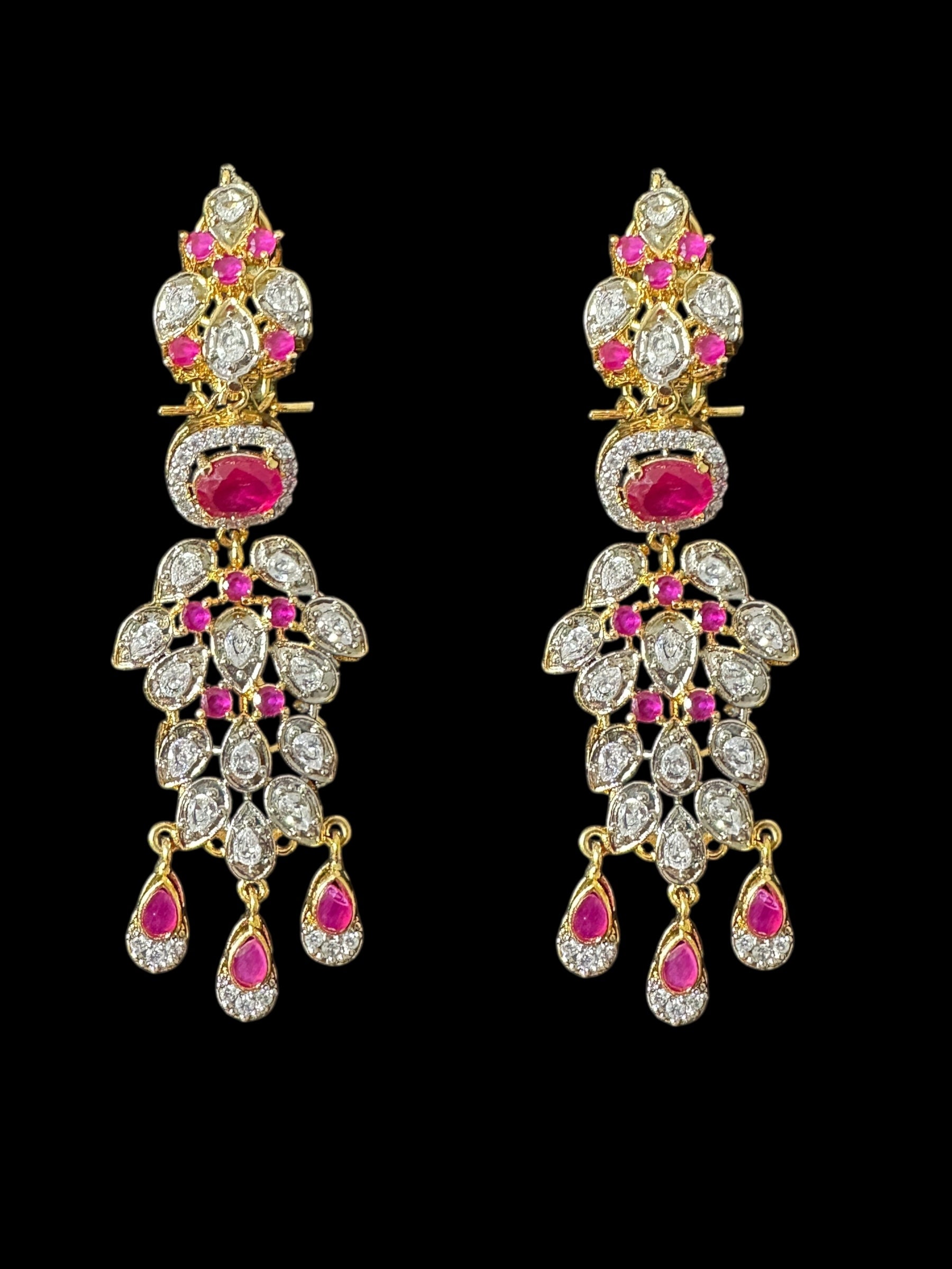 DNS201 high quality necklace set with zircon and ruby cz stone ( READY TO SHIP )