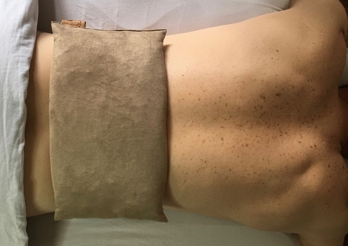 Hot Cherry Large Rectangle Cherry Stone Pillow in Tan Ultra-Suede