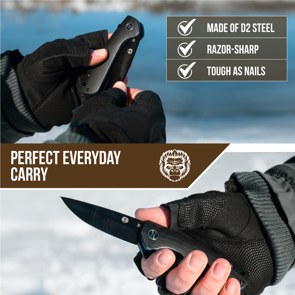 Holtzman's The Peasant Folding Pocket Knife Giftset for Men and Women (Black and Blue)