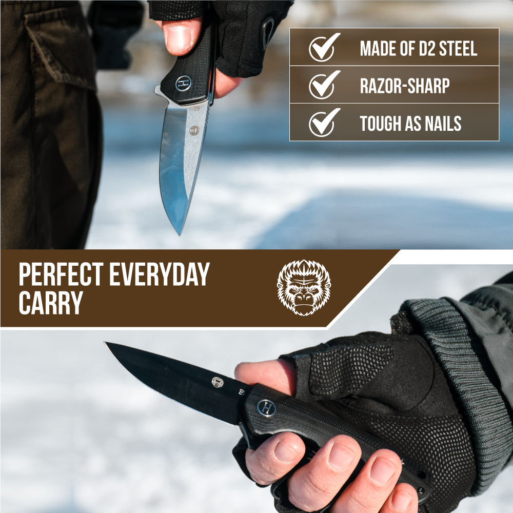 Holtzman's The Peasant Folding Pocket Knife Giftset for Men and Women (Black)