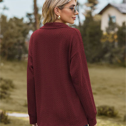 Hannah's Collared Cable-Knit Blouse