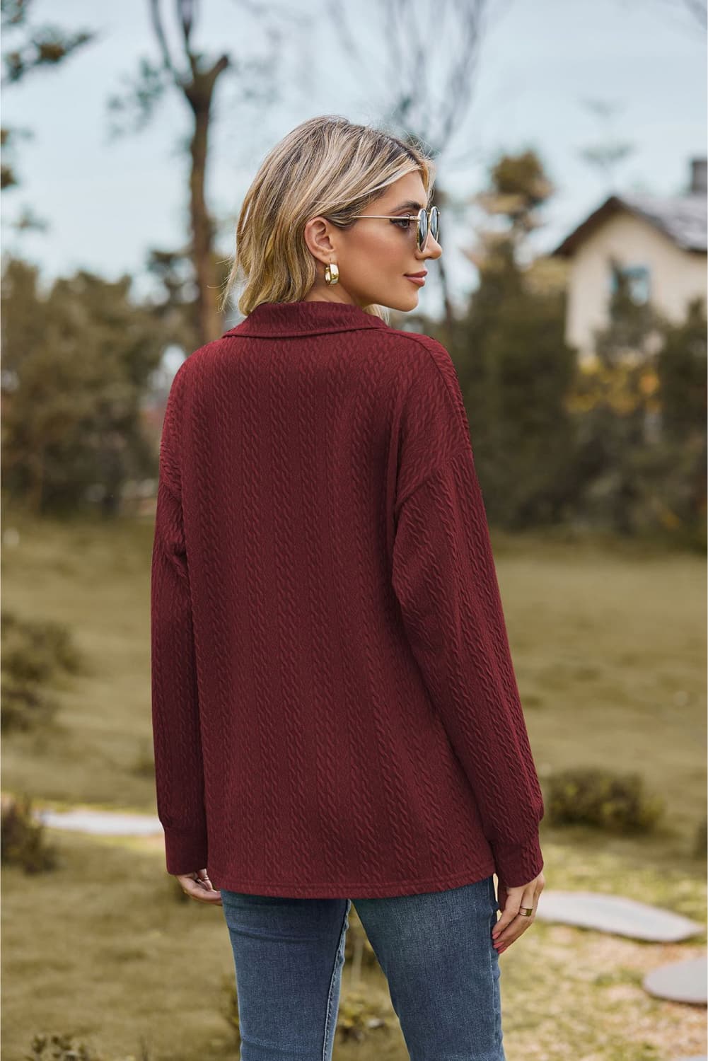 Hannah's Collared Cable-Knit Blouse