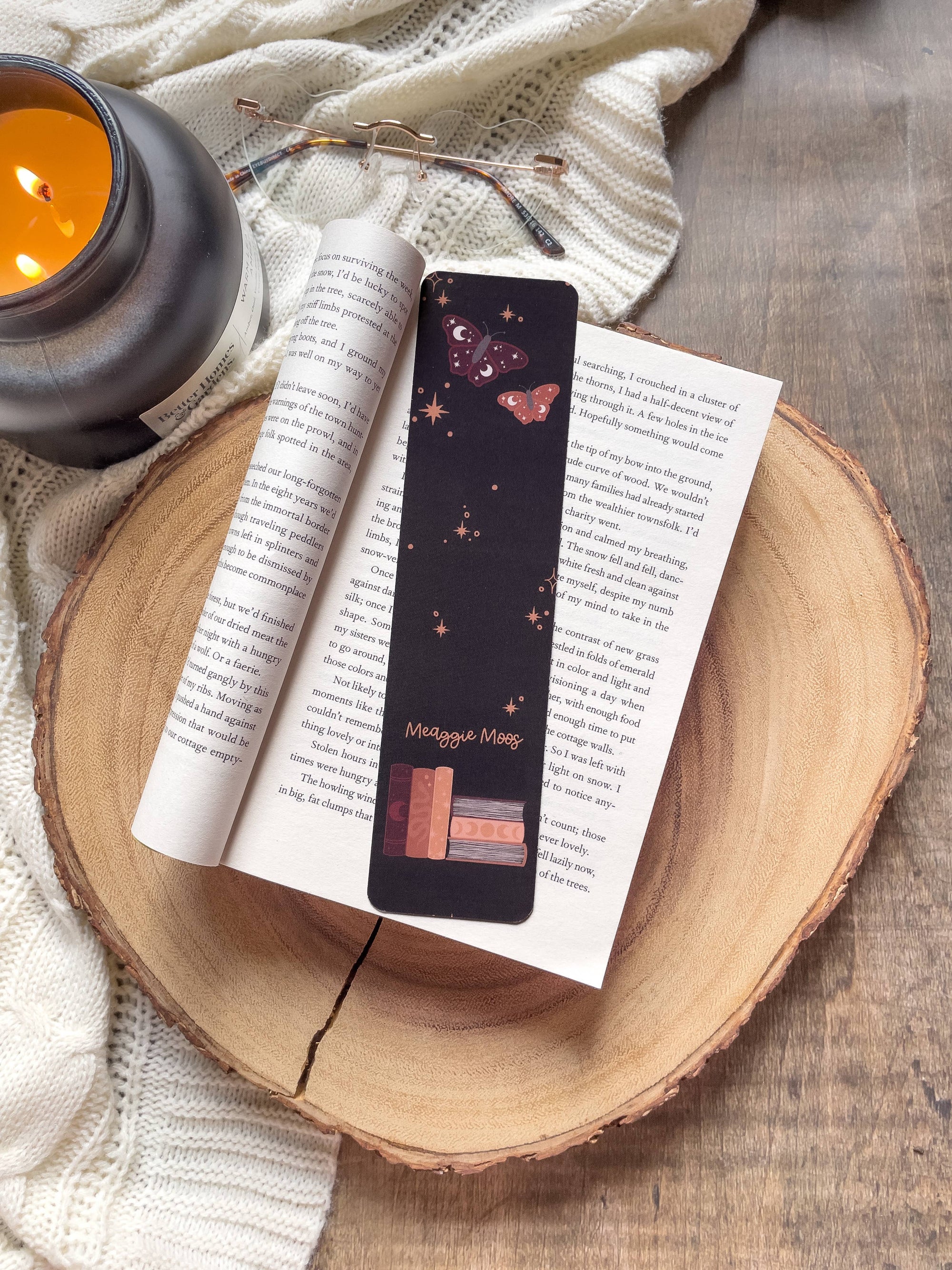Meaggie Moos - Burgundy Books 2x8 Bookmark | Glossy
