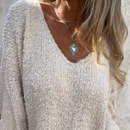 Full Size V-Neck Long Sleeve Sweater Plus Size