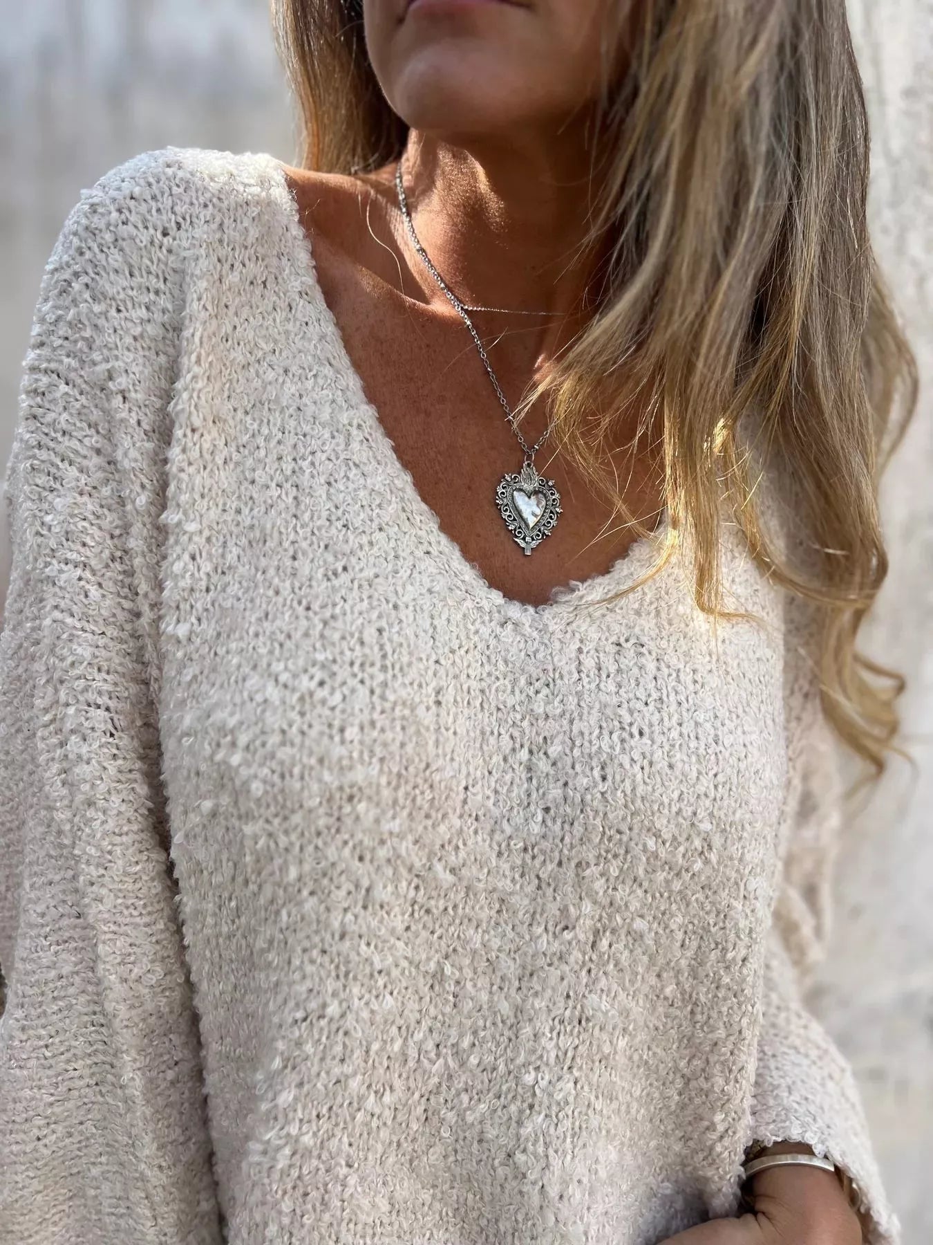 Full Size V-Neck Long Sleeve Sweater Plus Size