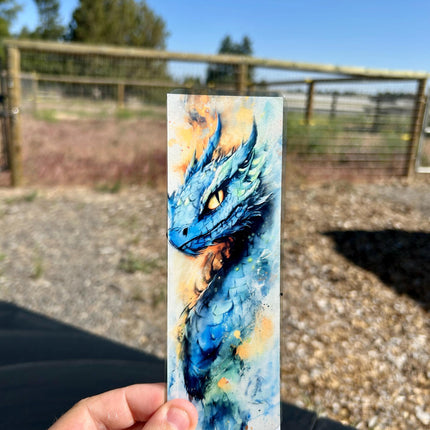 Basilisk Bookmark – Watercolor Dragon, Mythical Bookmark Design, Fantasy Creature Bookmark for Book Lovers