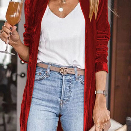 Open Front Long Sleeve Longline Cardigan