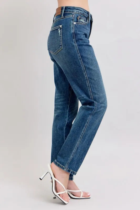 Judy Blue Full Size High Waisted Rigid Magic Non-destroy Straight Leg Jeans