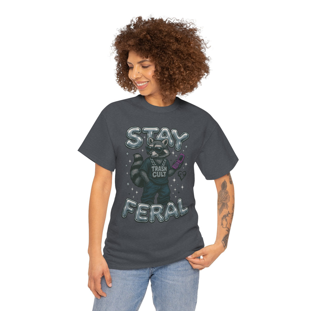 Stay Feral Chrome Raccoon Tee – Y2K Streetwear Trash Cult Shirt