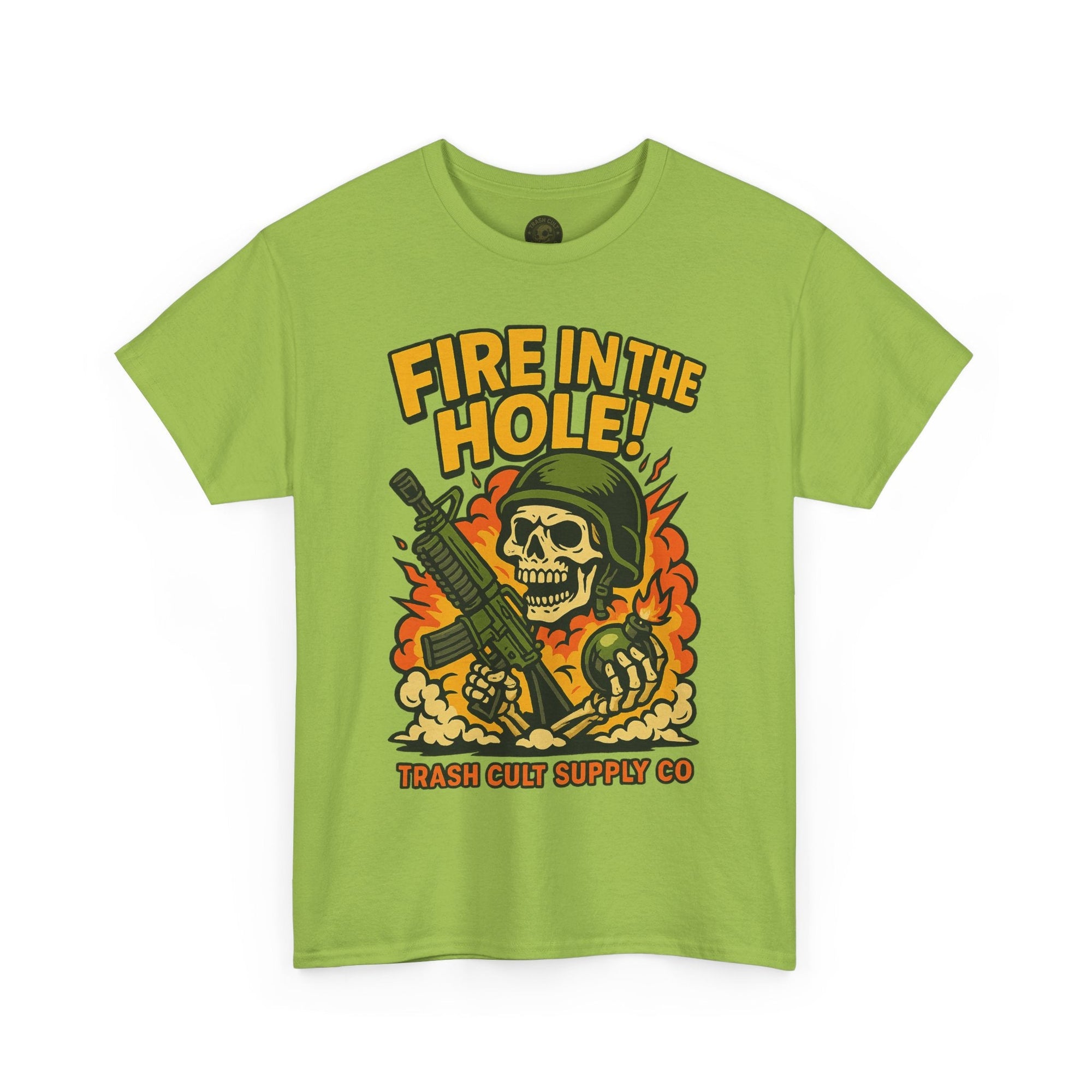 Fire in the Hole! Skeleton Soldier T-Shirt – Trash Cult Supply Co. | Gildan 5000 Combat Graphic Tee