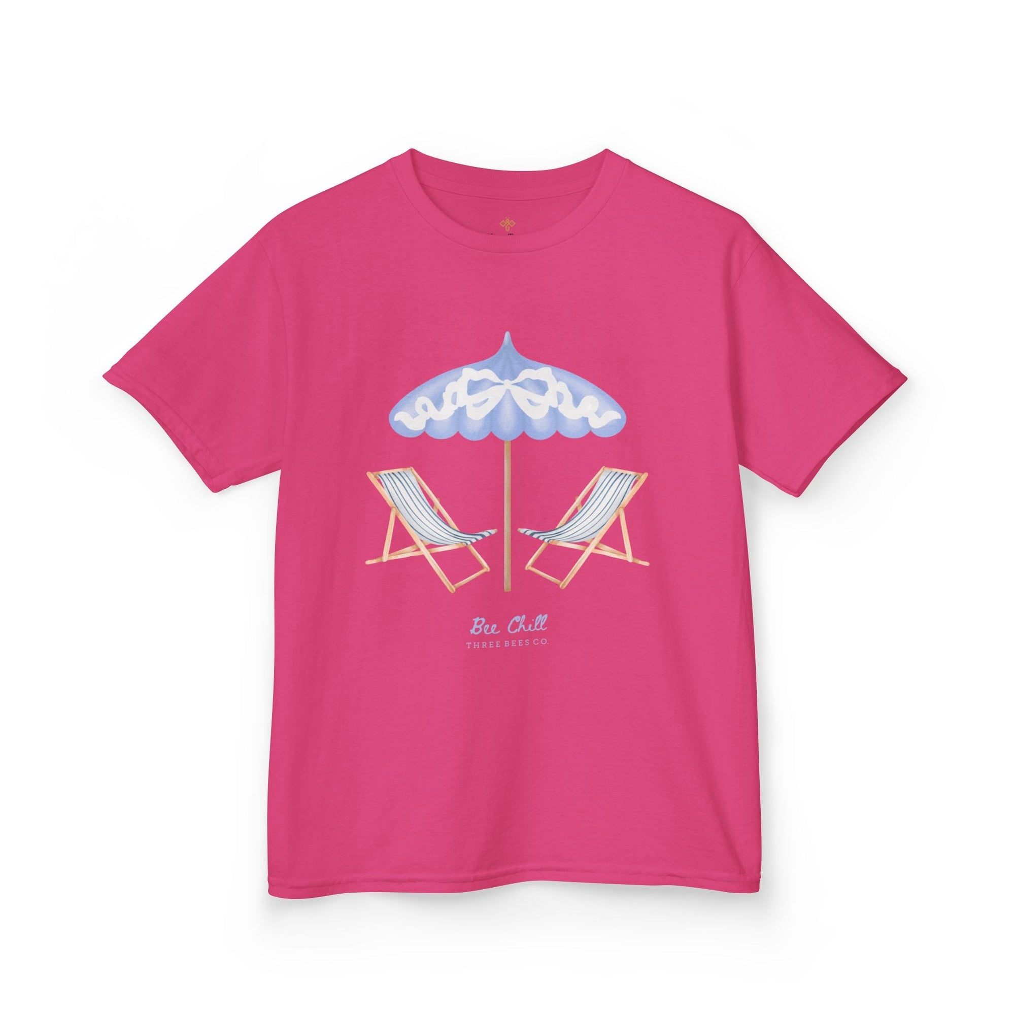 Be Chill Girls Beach Chairs and Umbrella Short Sleeve Youth Hive Tee