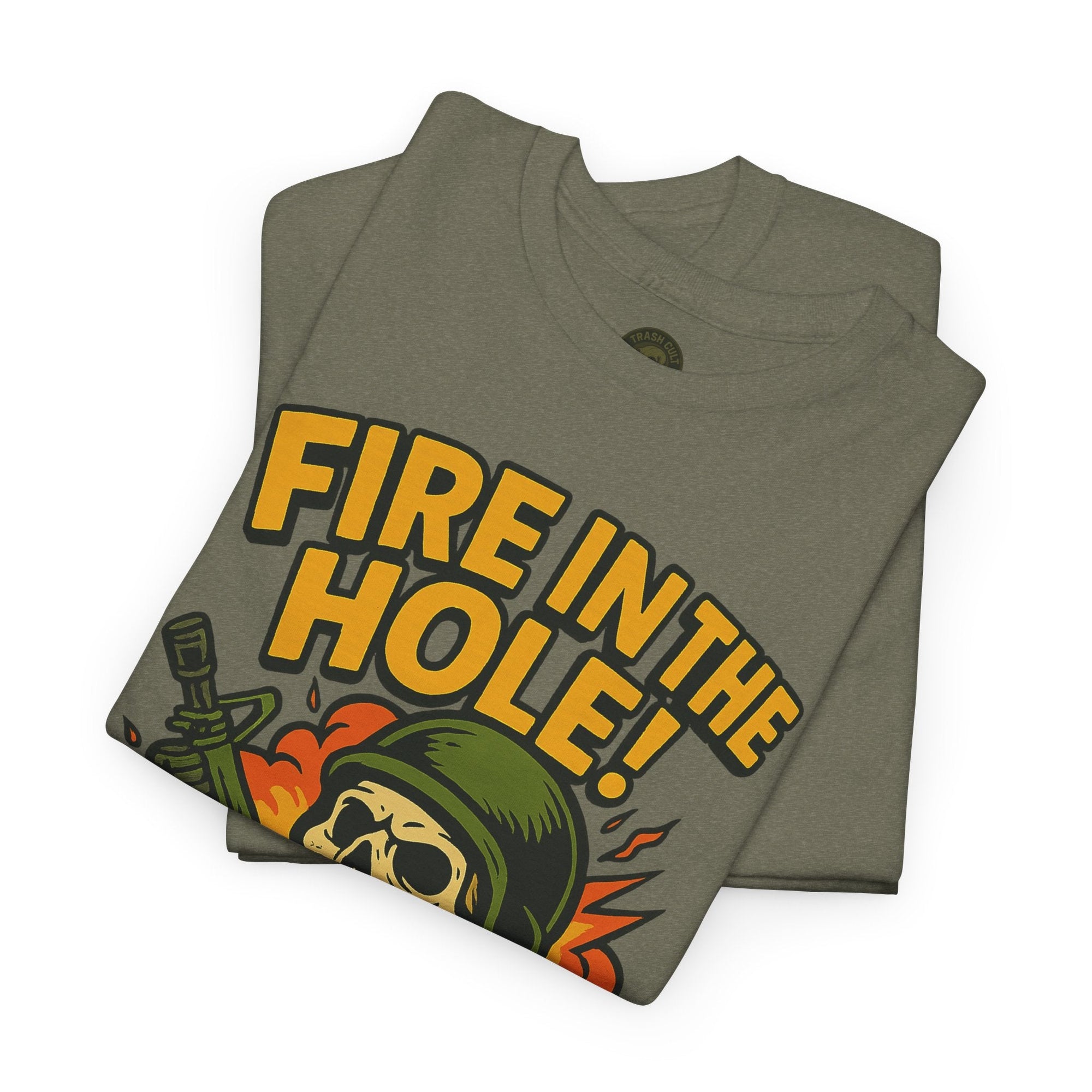 Fire in the Hole! Skeleton Soldier T-Shirt – Trash Cult Supply Co. | Gildan 5000 Combat Graphic Tee