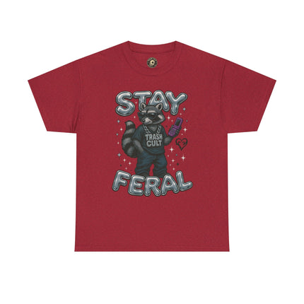 Stay Feral Chrome Raccoon Tee – Y2K Streetwear Trash Cult Shirt