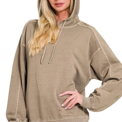 French Terry Pigment Dye & Enzyme Washing Hoodie