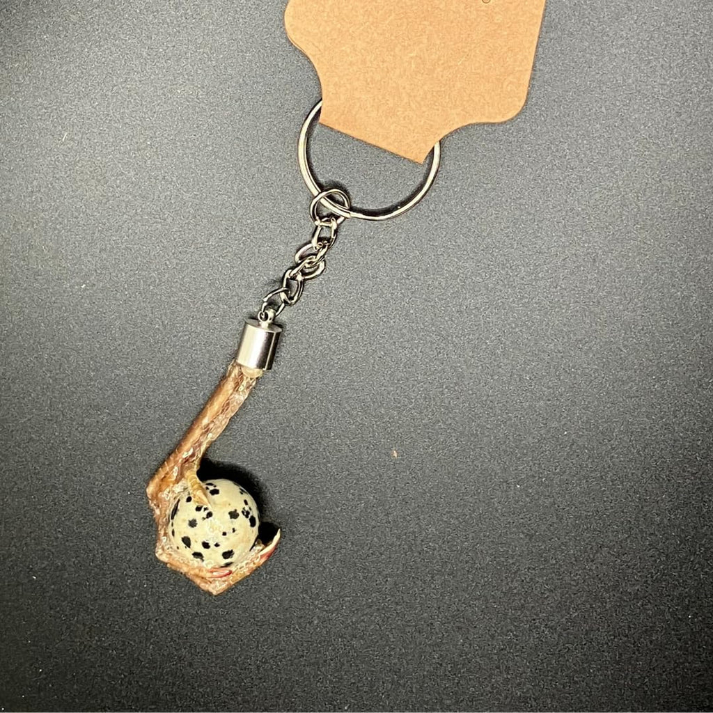 Quail Foot Keychain with Faux Quail Egg Stone