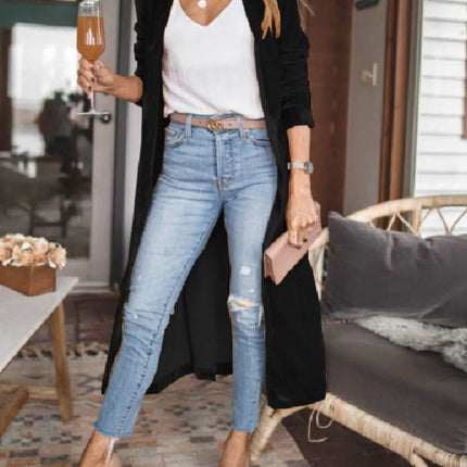 Open Front Long Sleeve Longline Cardigan