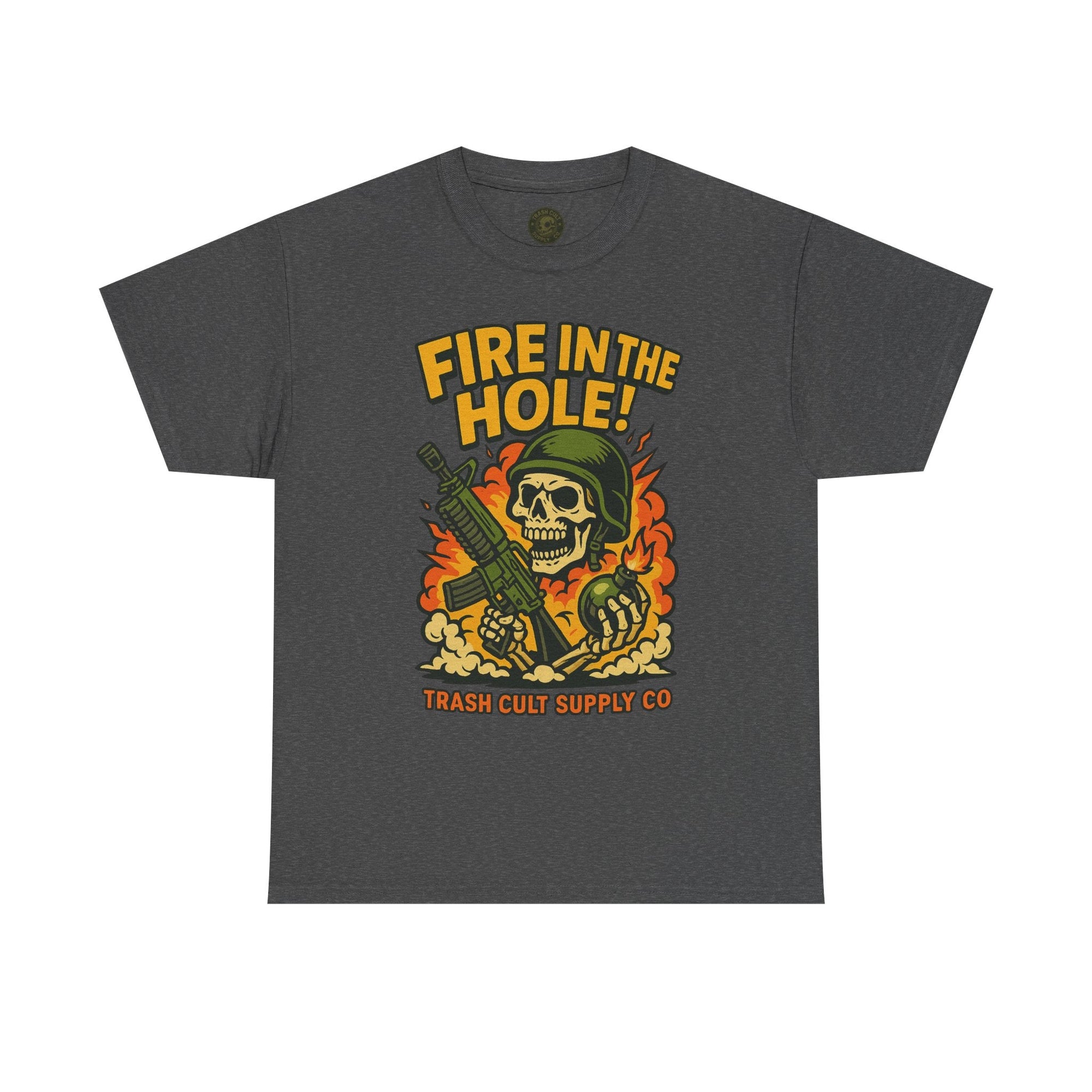 Fire in the Hole! Skeleton Soldier T-Shirt – Trash Cult Supply Co. | Gildan 5000 Combat Graphic Tee