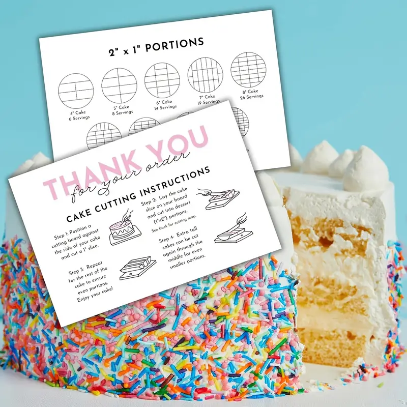 Cake Cutting Instructions  4x6 - 10ct