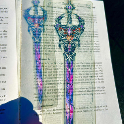 Hero’s Sword Bookmark – Dark Fantasy Blade with Amethyst Core | Gothic Warrior Gift for Book Lovers