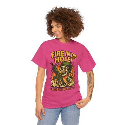 Fire in the Hole! Skeleton Soldier T-Shirt – Trash Cult Supply Co. | Gildan 5000 Combat Graphic Tee