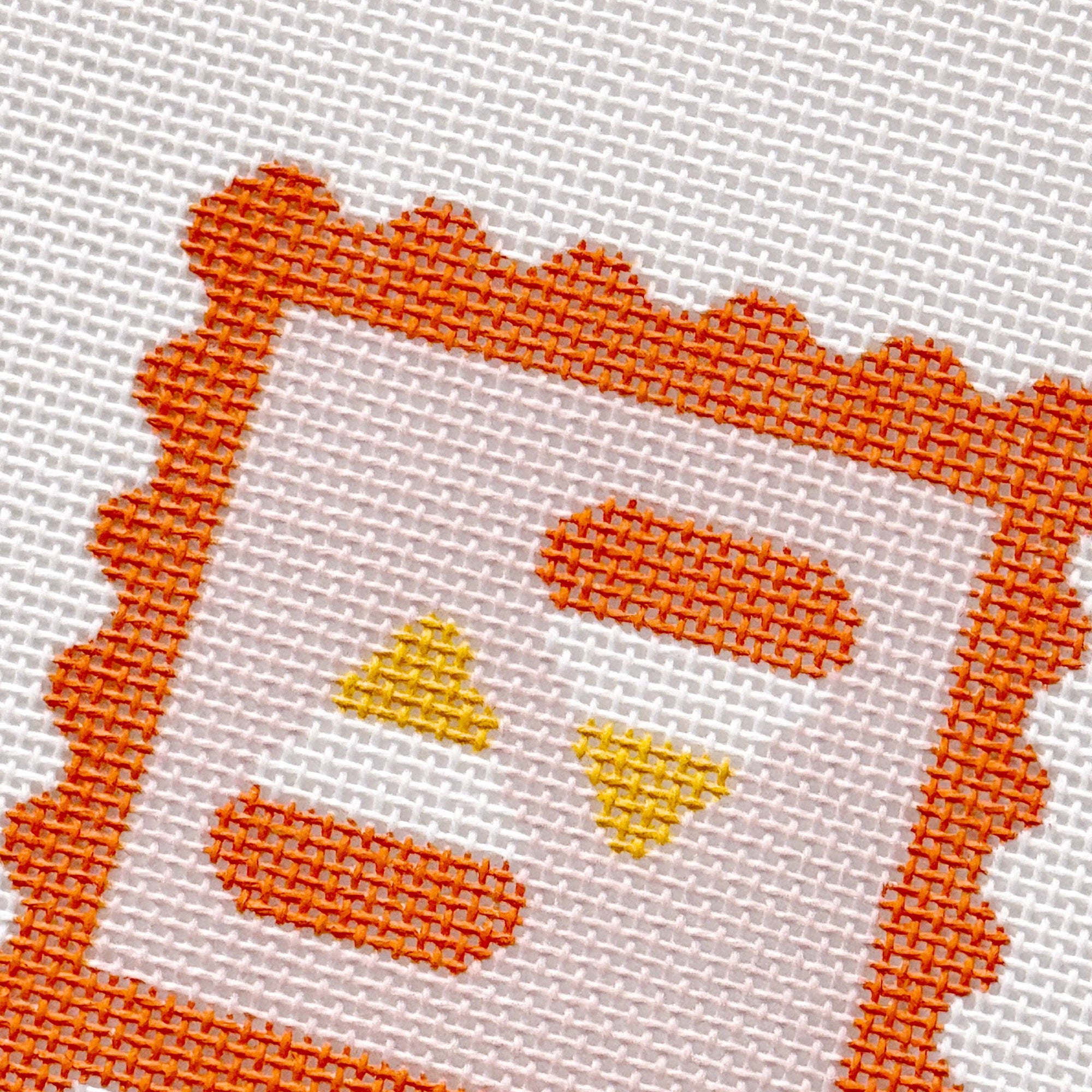 Cotswold Co Designs - Candy Corn Stamp Needlepoint Canvas – 18 Mesh Zweigart Mono Deluxe, 2.7" Hand Painted Fall Halloween Mini