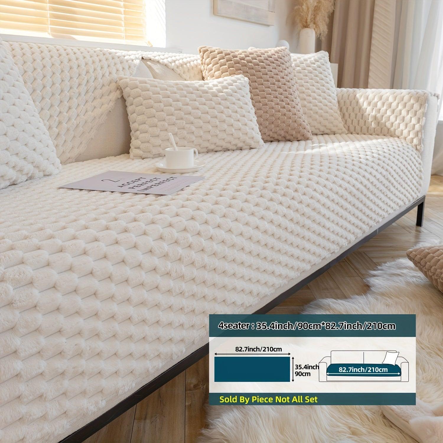 Plush Nordic Sofa Slipcover | non slip couch cover for dogs