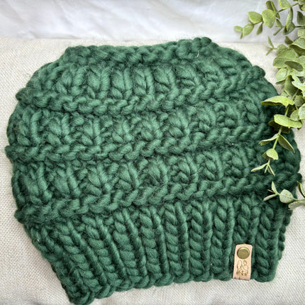 Hunter Green Messy Bun Hat