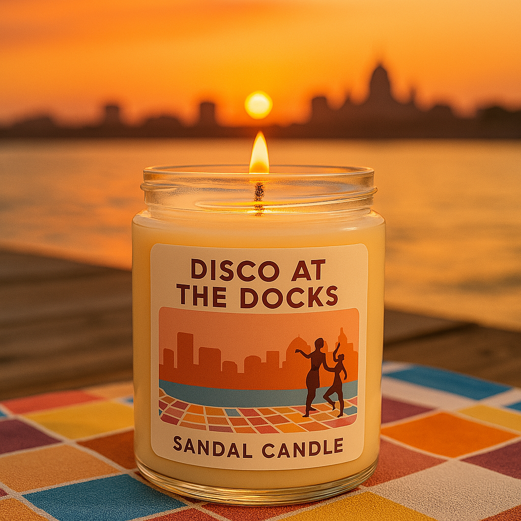Disco at the Docks – Scented Candle, 9 oz Jar, Vetiver, Jasmine & Fresh Flowers