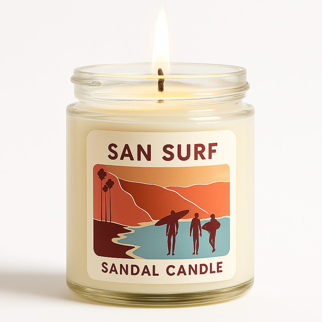 San Surf – Scented Candle, 9 oz Jar, Patchouli, Musk & Bergamot