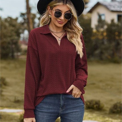 Hannah's Collared Cable-Knit Blouse