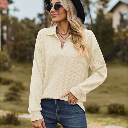 Hannah's Collared Cable-Knit Blouse