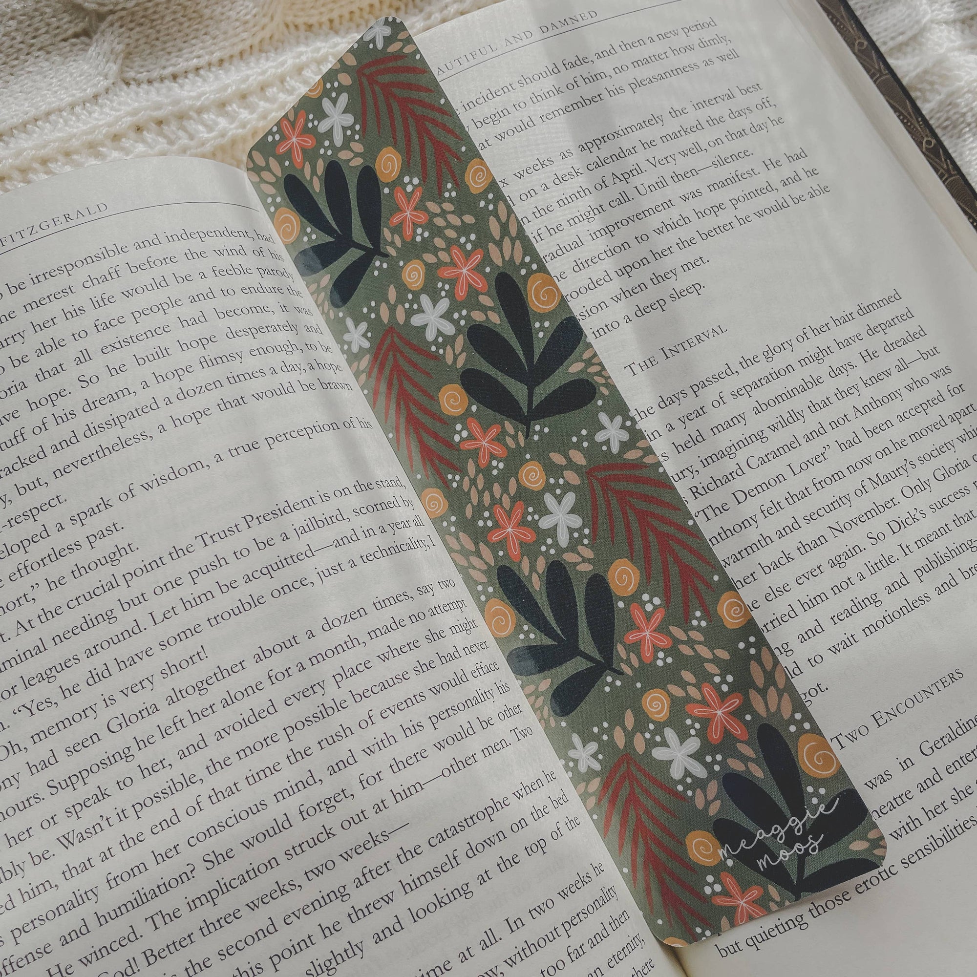 Meaggie Moos - Dark Florals Hand Drawn Bookmark 2x8 | Glossy