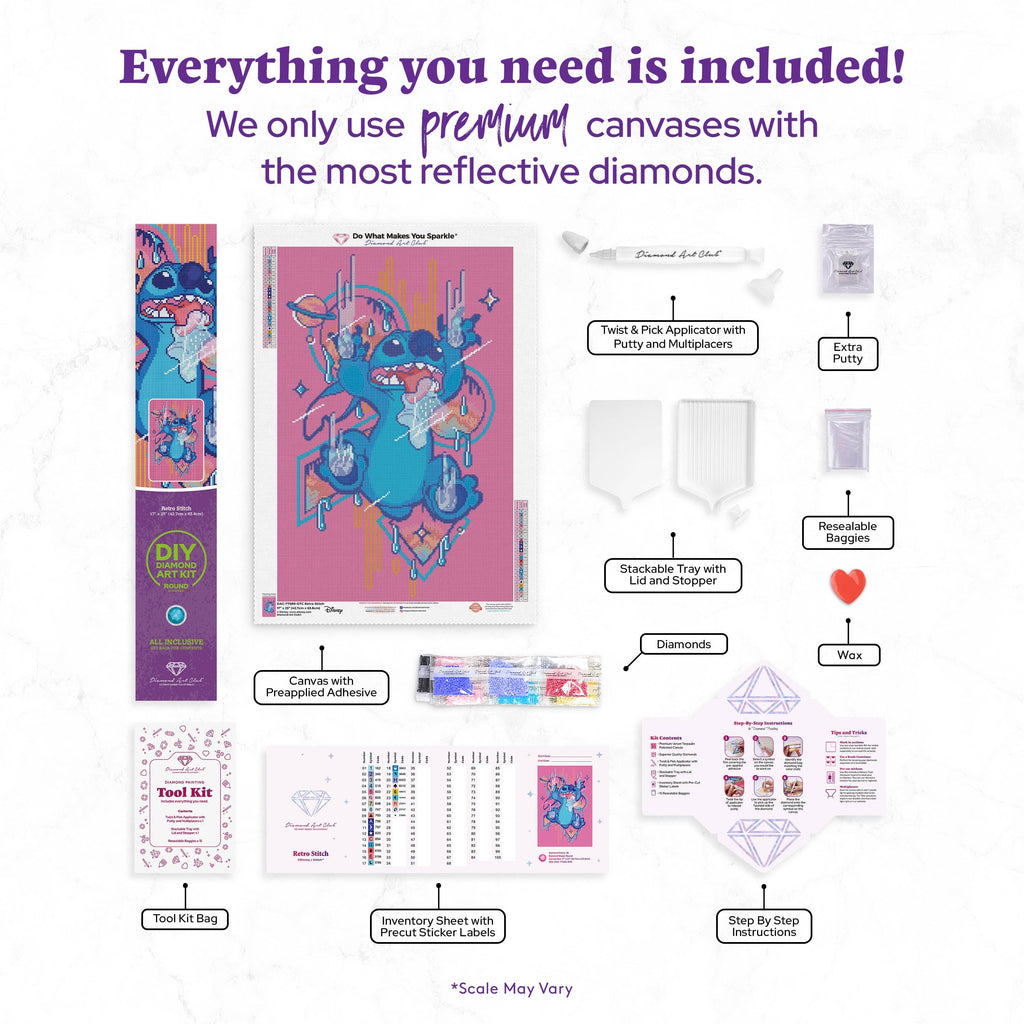 Diamond Art Club – Retro Stitch Licensed Disney Diamond Painting (Round Drill, 17" x 25")