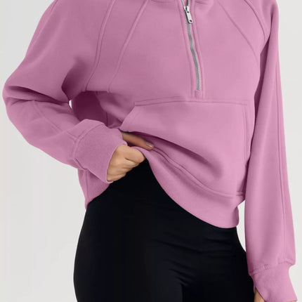 Half Zip Raglan Sleeve Hoodie